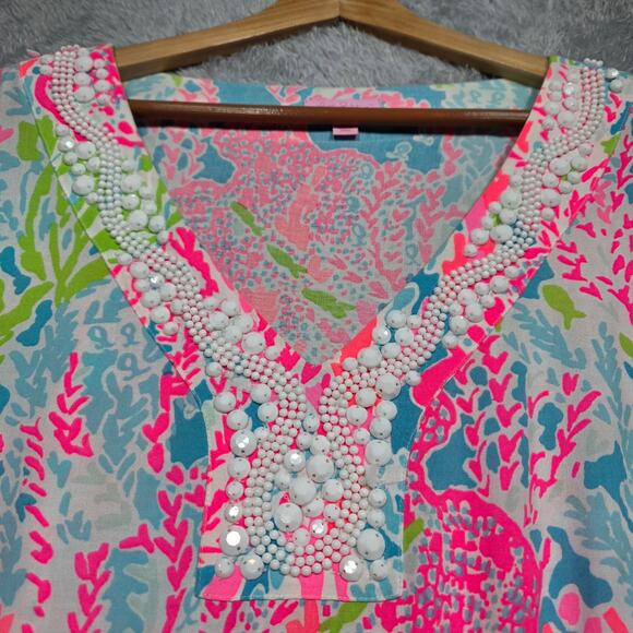 Rare Lilly Pulitzer Beaded Coleman Caftan Let's Cha Cha Size Large - Picture 5 of 10